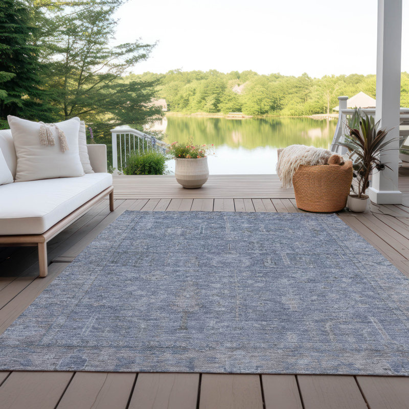 Tapis intérieur / extérieur bleu Zia , 5 pi x 7 pi 6 po