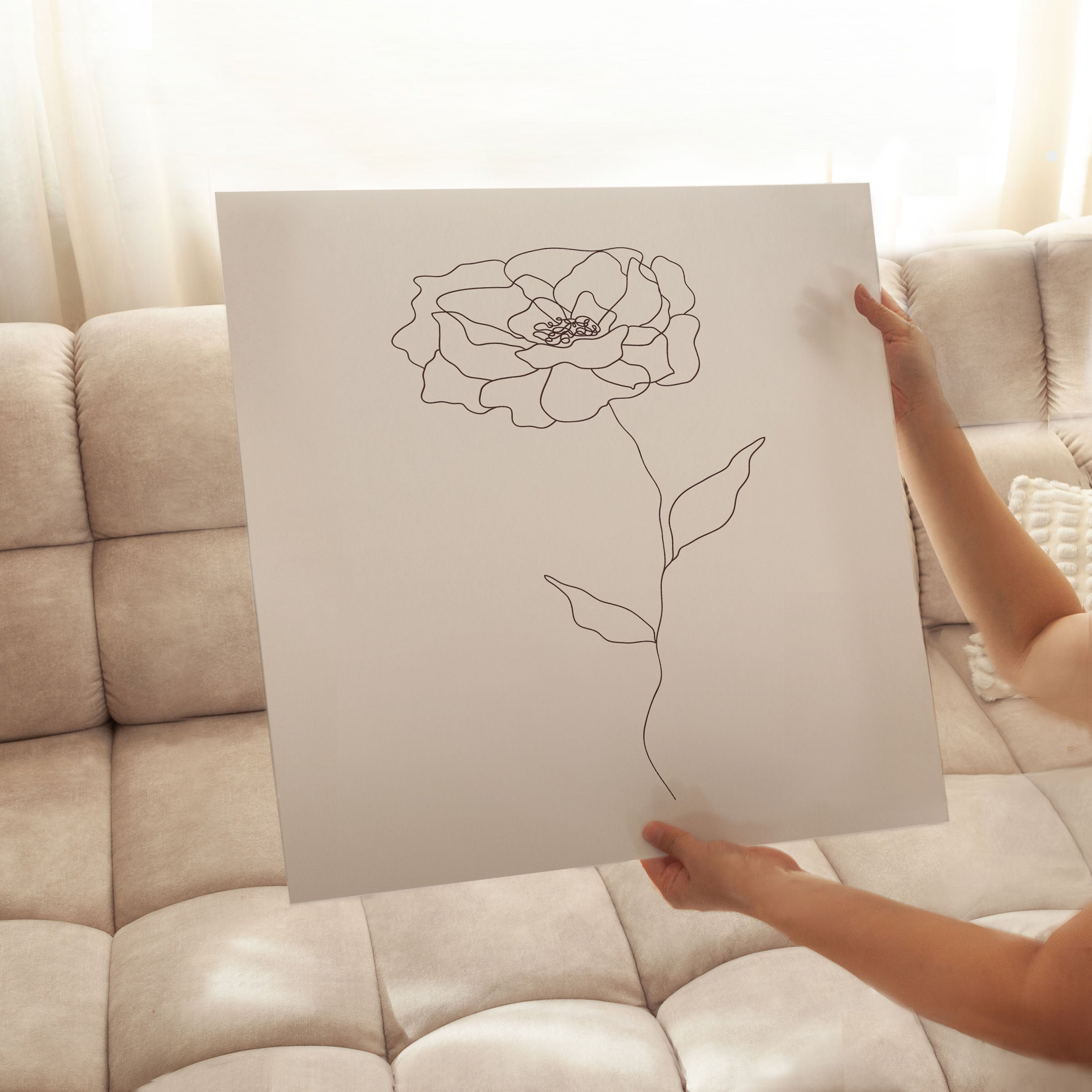 Winston Porter Floral Flower II Beige Modern Unframed Art Print | Wayfair