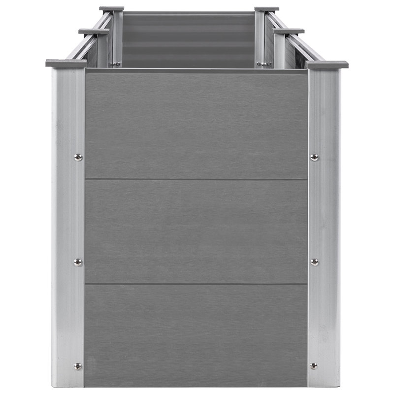 Raised garden bed in galvanized steel, 54cm H x 250cm W x 50cm D, Grey