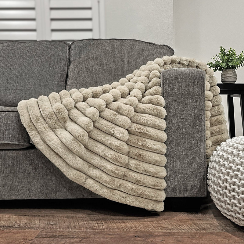 Jeté en polyester Mulliken, Beige gris