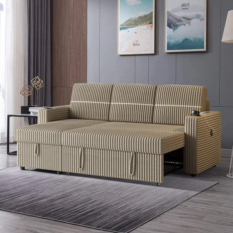 Canapé modulaire 2 pièces Baney, Velours côtelé brun