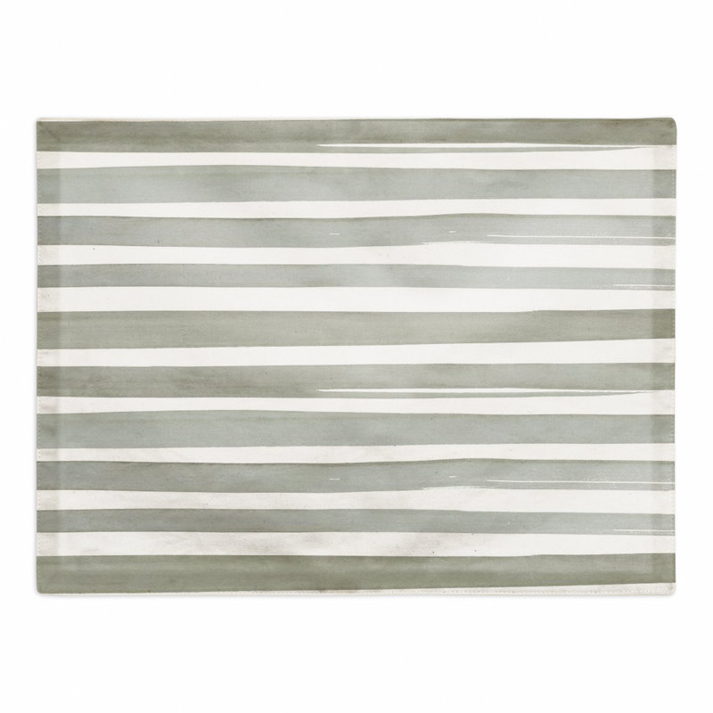Annese Cotton Striped Rectangle Placemat, Green/White
