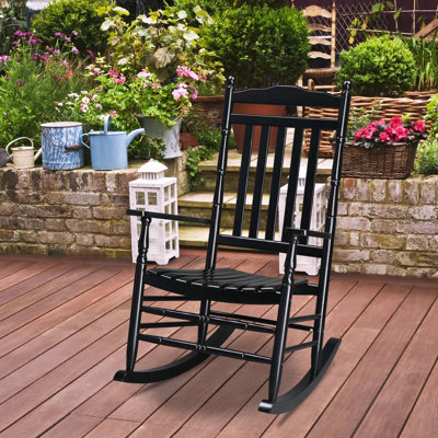 45 In. Solid Slat Back Patio Rocking Chair