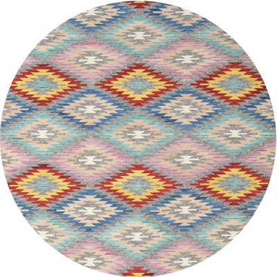 Tapis de zone rouge/jaune/rose contemporaine