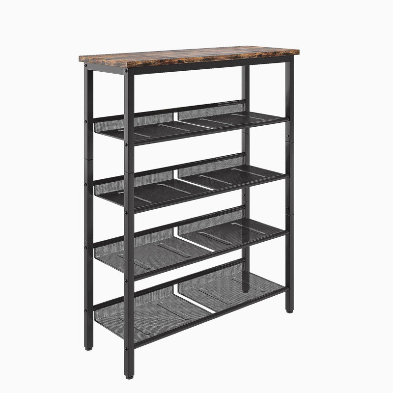 Étagère à chaussures réglable à 5 couches, avec 4 tablettes en filet