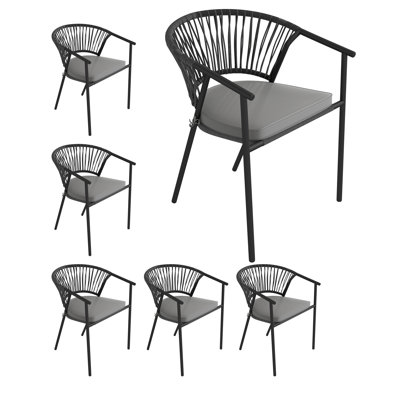 Adila Premium All-Weather Wicker Outdoor Stacking Dining Armchair with Cushion