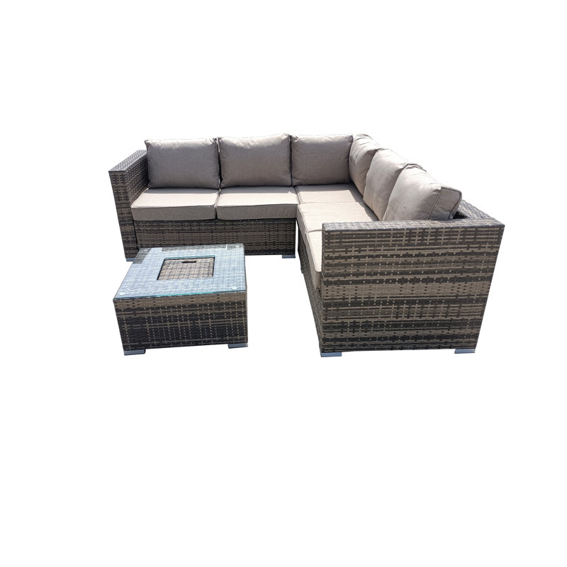 Airalynn Rattan Wicker 5 - Person Seating Group with Cushions, Beige, Brown
