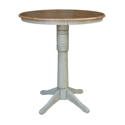 Craighead Bar Height Solid Wood Pedestal Dining Table