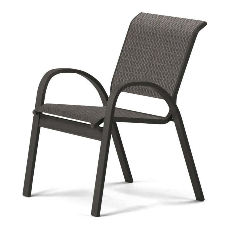Hiraku Premium All-Weather Wicker Outdoor Stacking Dining Armchair with Cushion, Coffee Bean, Textured Graphite