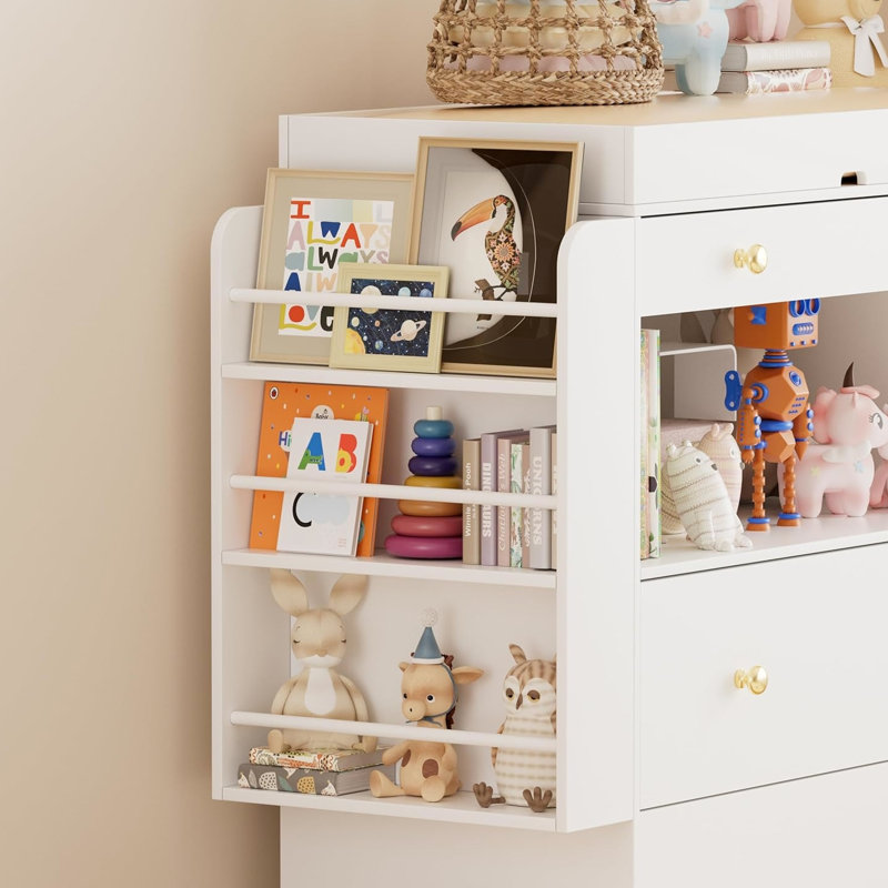 Changing Table With 3 White Drawers And Wide Top, - Crafted For Durability, 54" Vanity 12 Drawer Cabinet, Adjustable Brightness Open Shelves Bedroom Storage Dresser Drawers, Easy To Build Product,