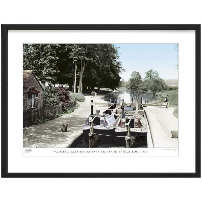 Watford, Cassiobury Park And Iron Bridge Lock 1921 by Francis Frith - Single Picture Frame Print, 40cm H x 50cm W x 2.3cm D