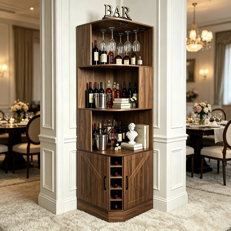 Armoire de bar Farmhouse, Noyer brun