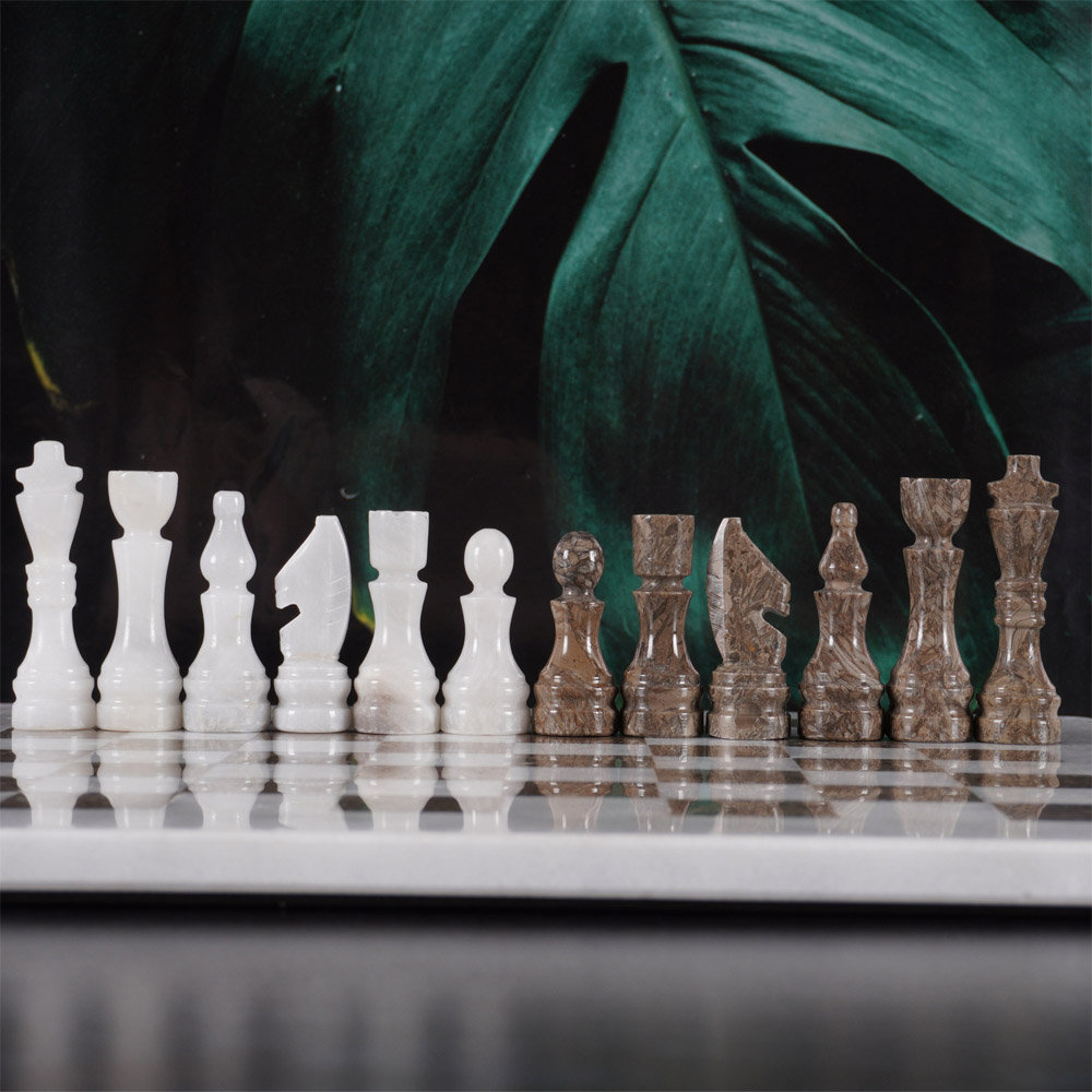 Chess Clock RADICALn Handmade Marble Chess Set - Grey Oceanic & White ...
