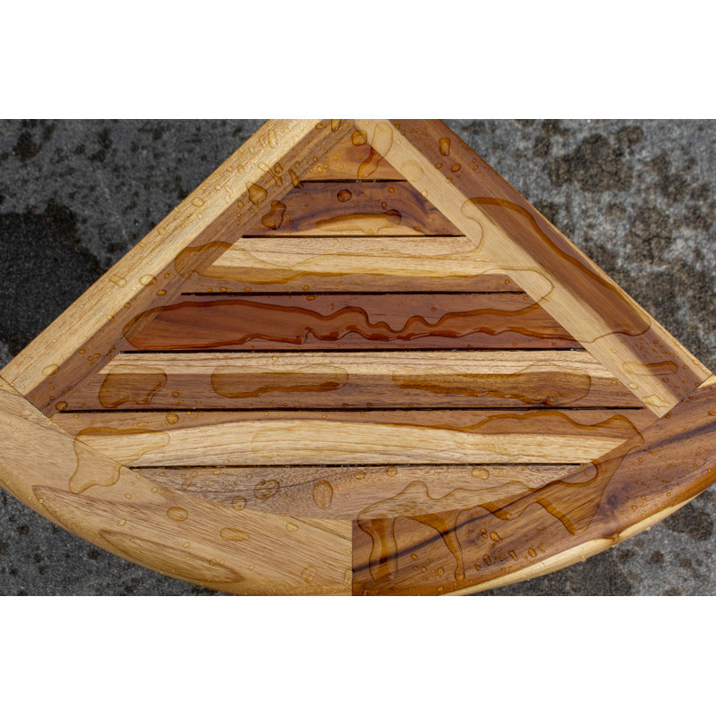 18" Tall Teak Corner Shower Shelf with Storage