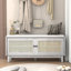 Banc d'entrée en rotin avec rangement Boho, banc à chaussures rembourré avec portes doubles, banc de rangement en bois-400935092
