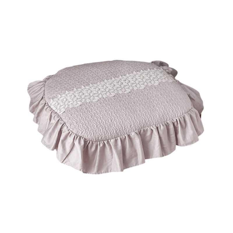 Cushions Lace Embroidery Pures Chair Pads Squares Sponge Pads Ruffle Cushions Can Be Washed, Gray