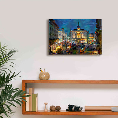 'Milan Italy Piazza Cardusio Night' by Pedro Gavidia, Canvas Wall Art