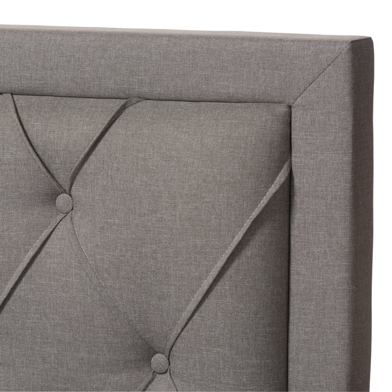 Gray Queen Upholstered Platform Storage Bed with Tufted Headboard