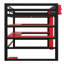 Lit mezzanine double en bois avec bureau, unité de rangement latérale, nombreuses tablettes et éclairage RVB-1869199489-1869199491
