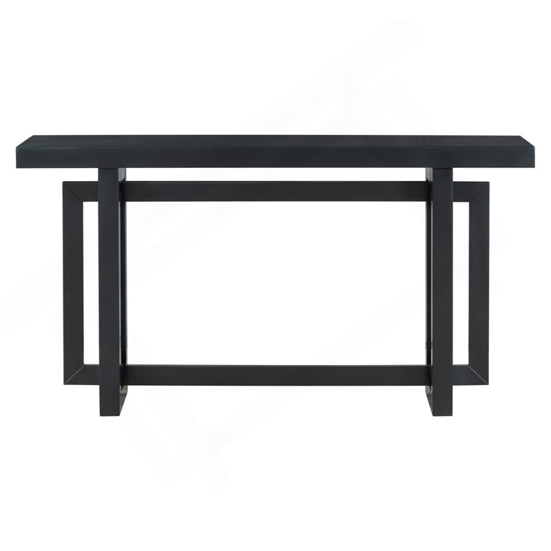 59" Solid Wood Console Table, Black, Black 