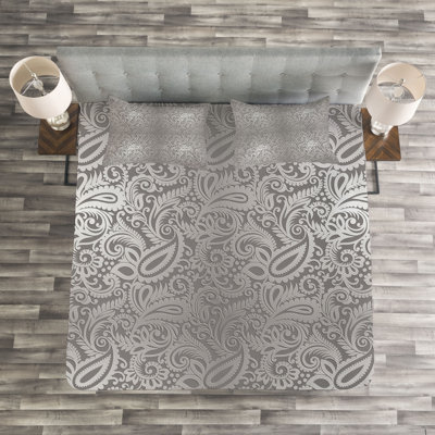 Adylin Grey/White Microfiber Bedspread Set