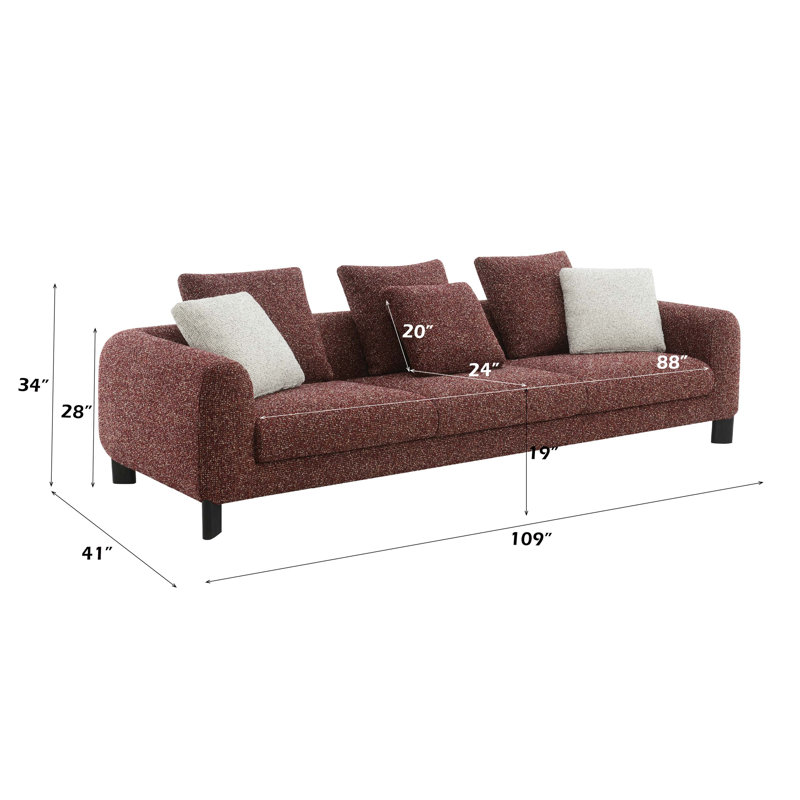 Canapé en tweed marron Mardi avec 3 coussins