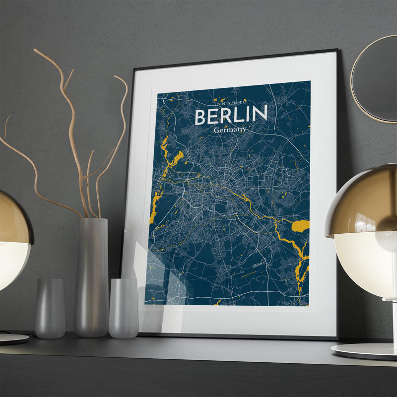 Berlin City Map In Amuse - No Frame Print, 27.6cm H x 19.7cm W x 0.05cm D