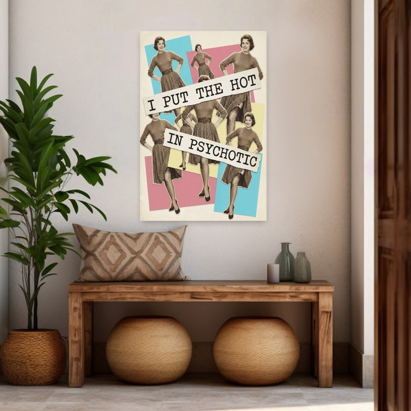 «Hot», art psychotique classique coloré, H 48 po x l 32 po