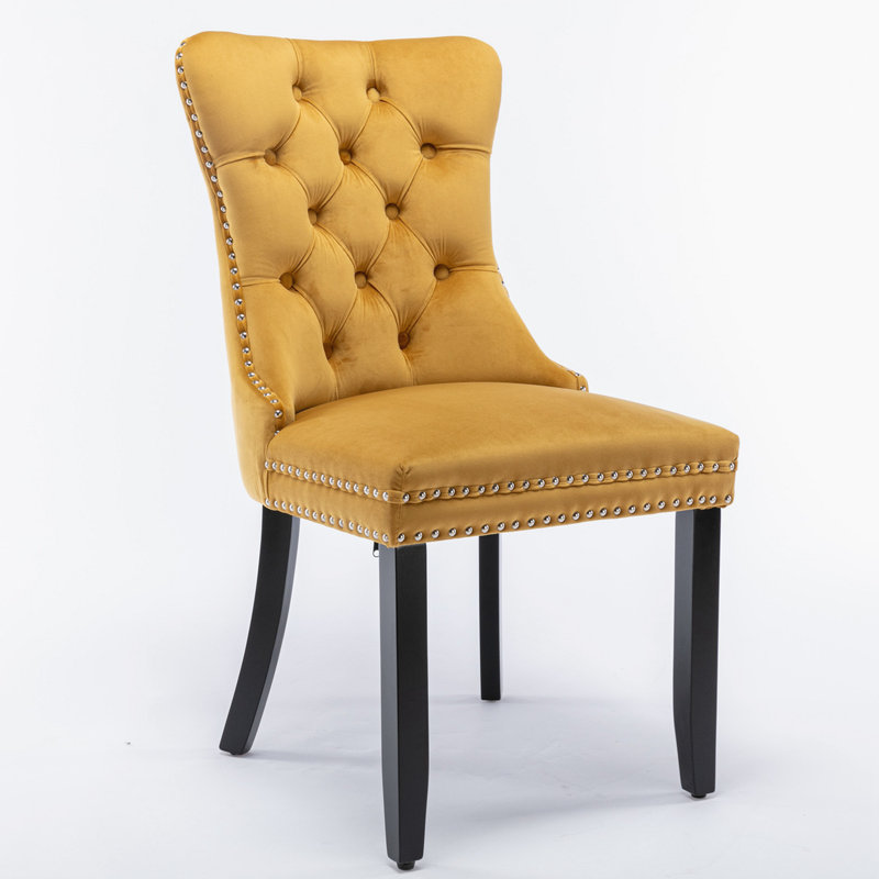 2 Pcs High-End Tufted Solid Wood Contemporary Velvet Upholstered Dining Chair With Wood Legs Nailhead Trim,Upholstered dining room chair,dinning chair,kitchen chair