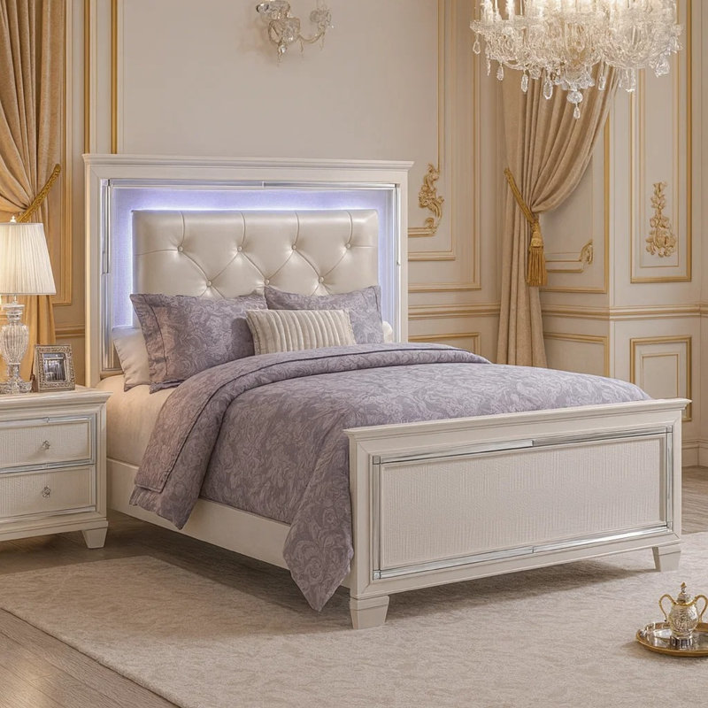 Lit tapissier standard tapissier Oscar, Grand, White