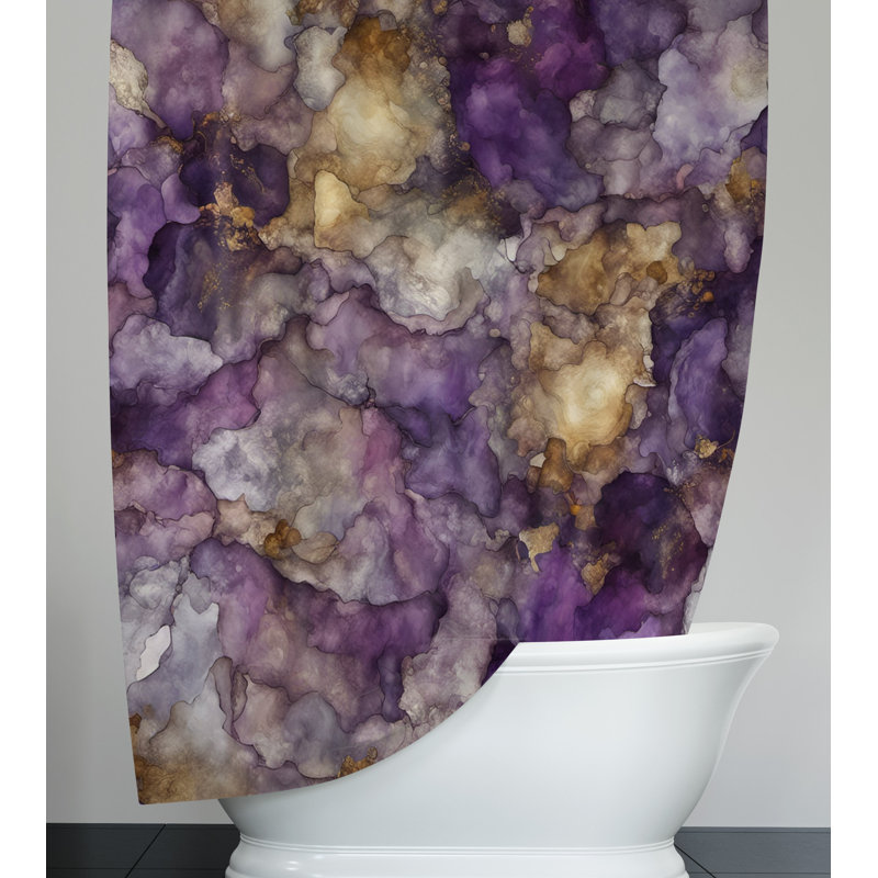 Rideau de douche en marbre Kailani, L 70 po x L 93 po, Soft Watercolor Marble