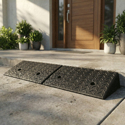 Rubber Curb Ramp  Rise Heavy-Duty Threshold Driveway Ramp For Cars And Wheelchairs