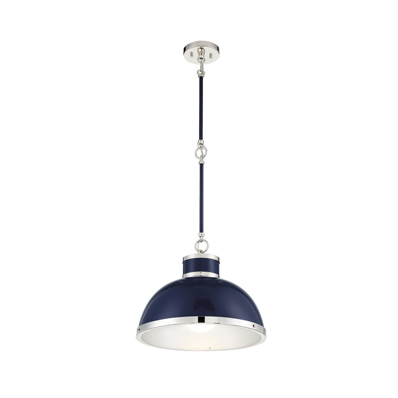 Luminaire suspendu en forme de dôme à 1 lumière Krum, Bleu marine