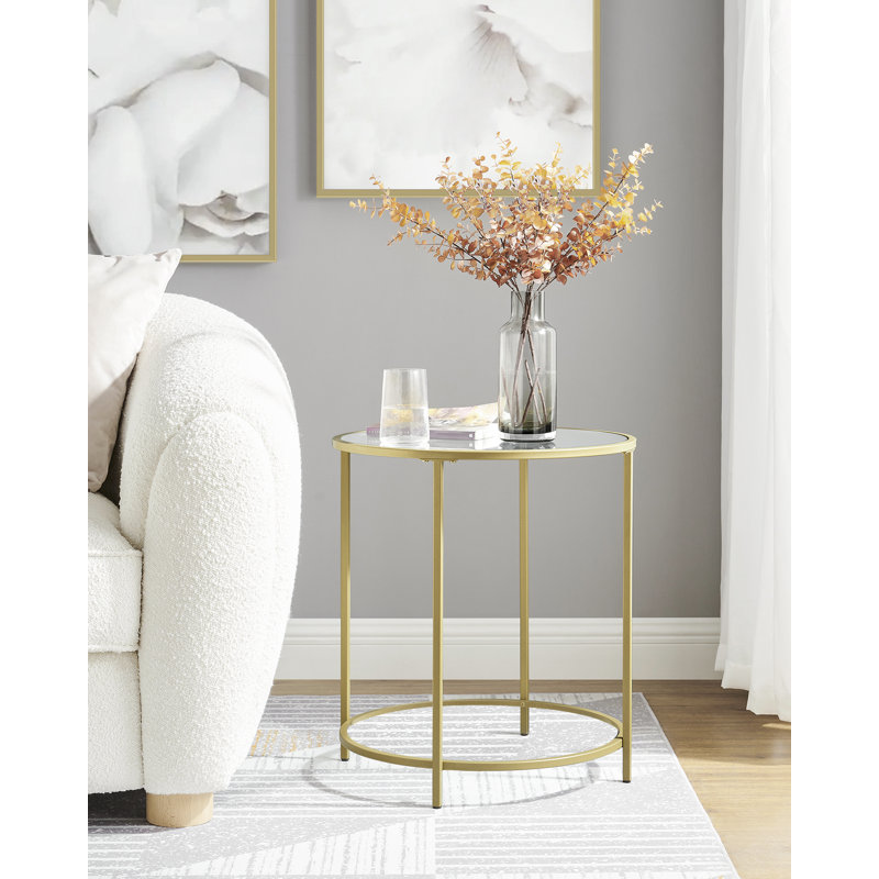 Deckland Glass Top End Table, Gold, Transparent