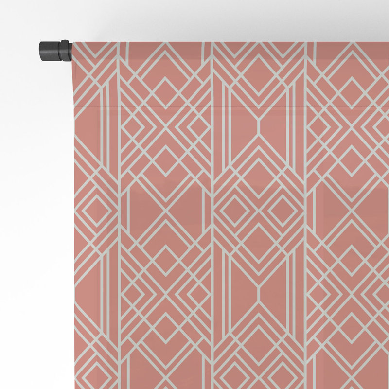 Elisabeth Fredriksson Peach Echo Geo 1pc Sheer Window Curtain Panel, 50" W x 96" L