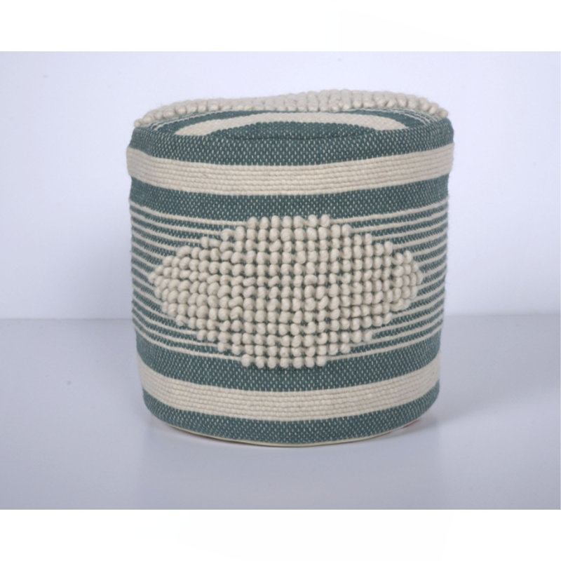 Diamond Handcrafted Fabric Cylindrical Pouf（ONLY OTTOMAN), Teal