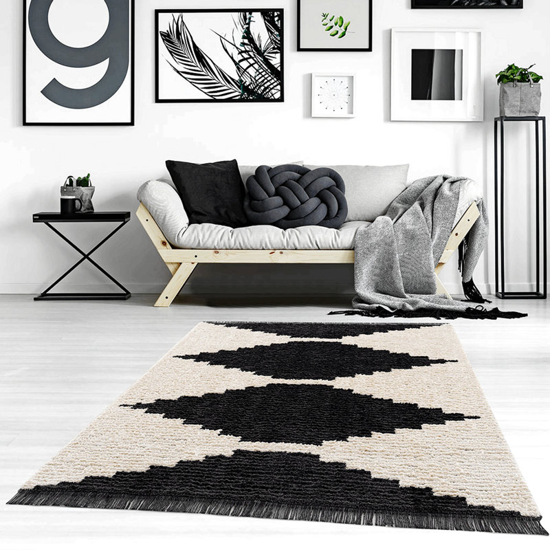 Area Rug, Black & Ivory Modern