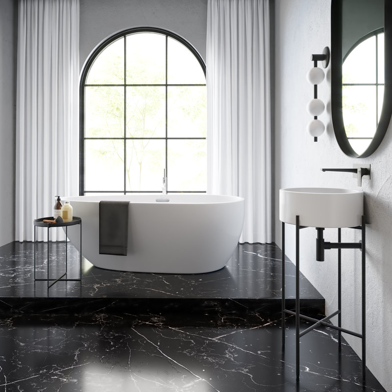 Monaco 16.5" Round Console Sink, White Basin, Matte Black