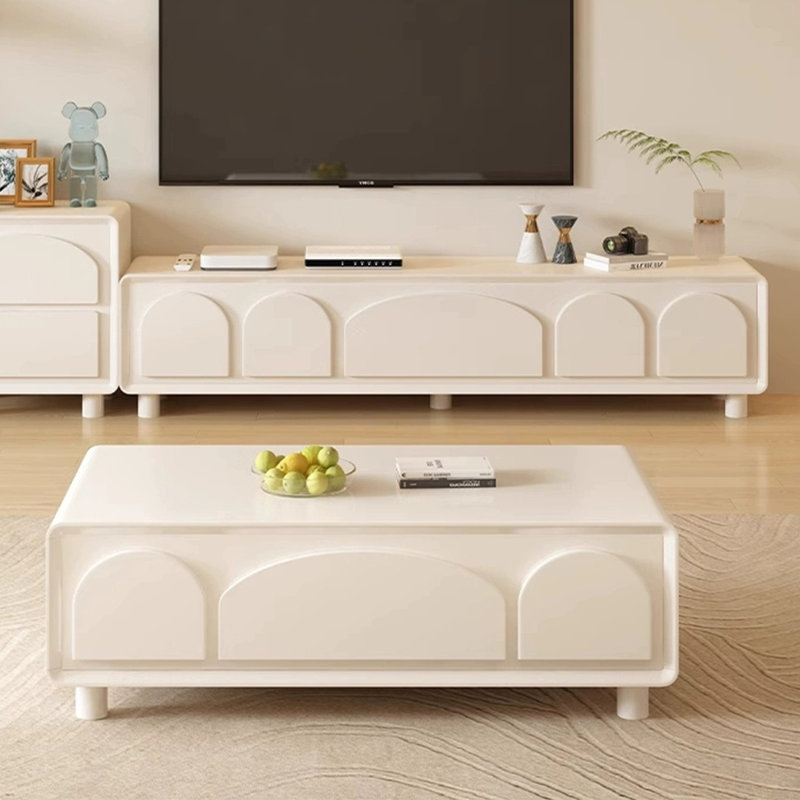 Meuble télé et table basse moderne et simple, Crème, crème