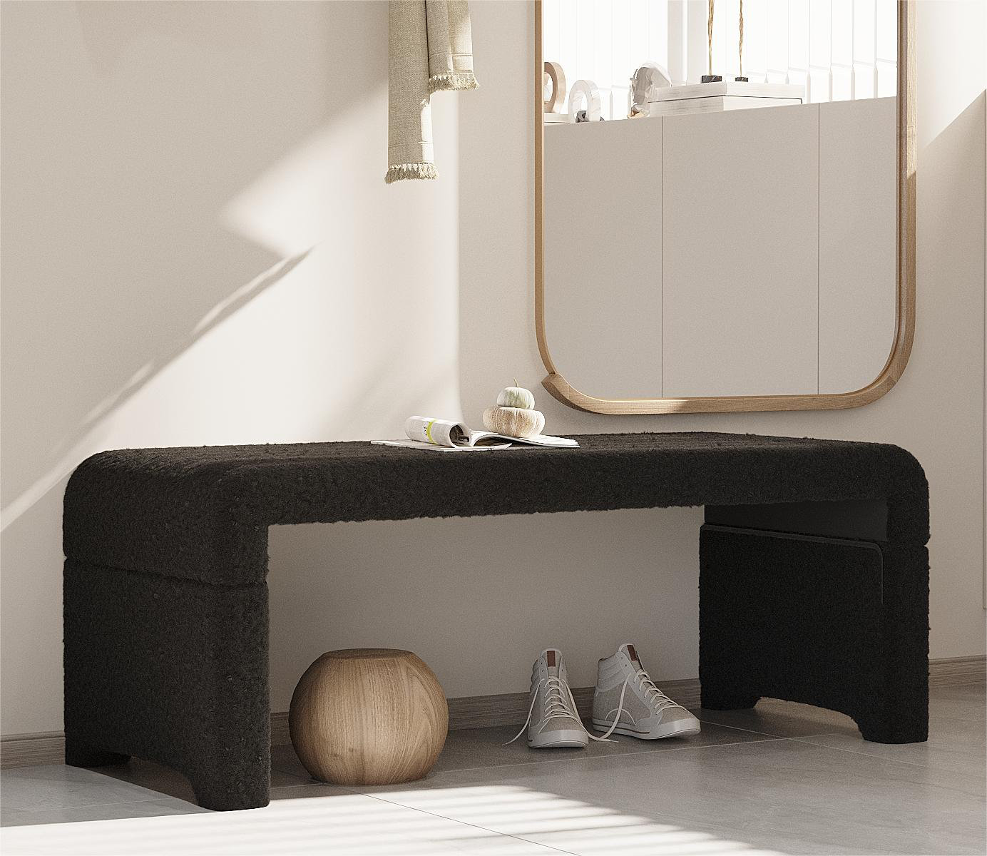 Wrought Studio™ Boucle Upholstered Retangular Ottoman & Reviews | Wayfair