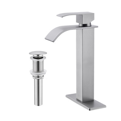 Single Handle Waterfall Bathroom Vessel Sink Faucet With Pop-up Drain
