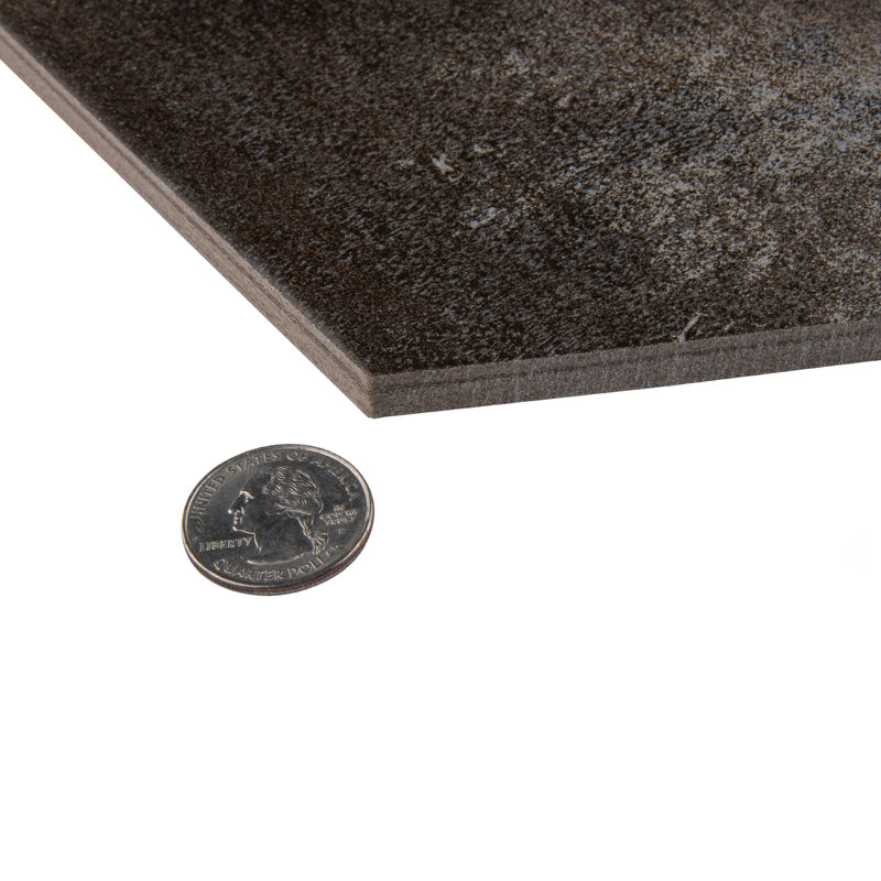 Hex industrielle de 8 1/2 po X 9-7 / 8 po Carreau en porcelaine d'aspect moderne, Brun / gris