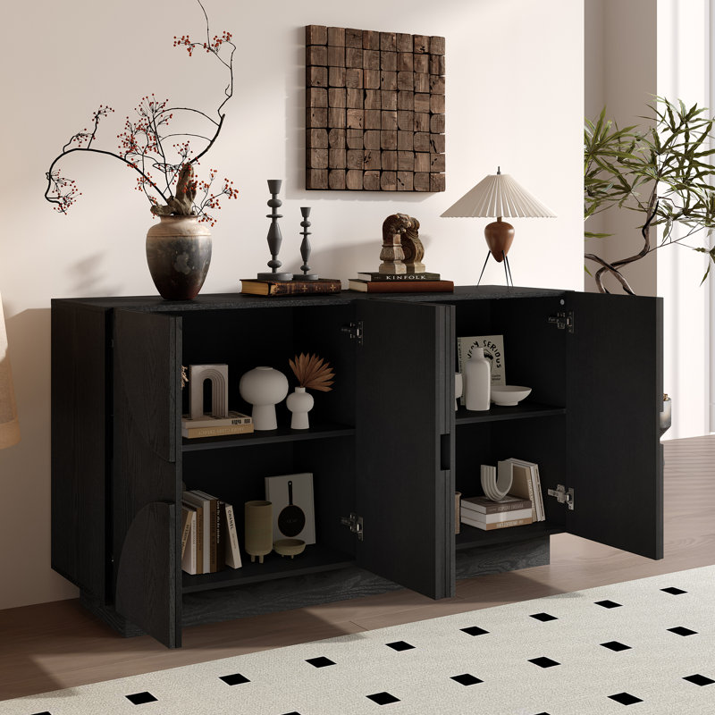 Hargett 4-Door Sideboard with Textured Semi-Circle Fronts & Adjustable Shelves
