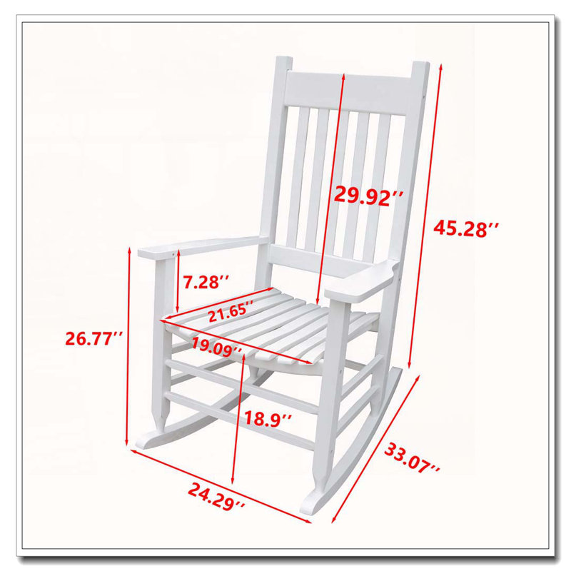 Chaise berçante en bois massif, Blanc
