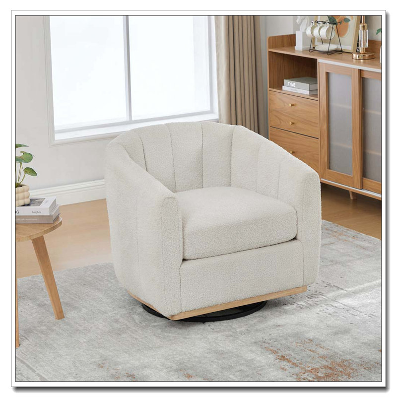 Fauteuil pivotant en chenille 31,89 po, Ivoire ivoire