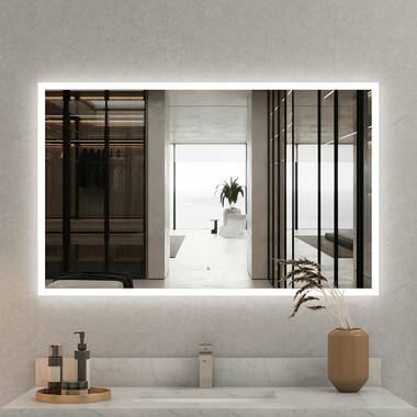 Wrought Studio Amirie Bathroom led mirror Frameless Anti-Fog