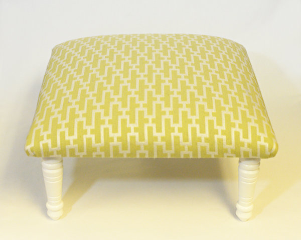 Maxine Solid Wood Accent Stool, White/Citrus
