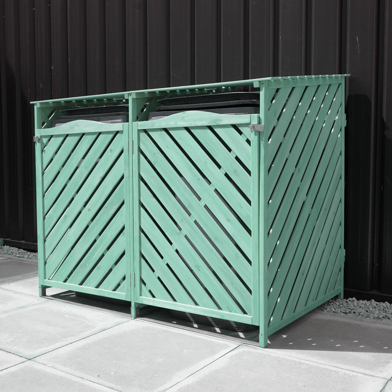 Aleyiah Wooden Double Bin Store, Green