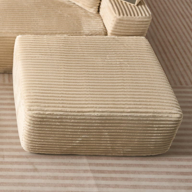 Aucun assemblage requis pour les modules de repose-pieds en velours côtelé de grande taille, canapé modulaire assorti, Beige