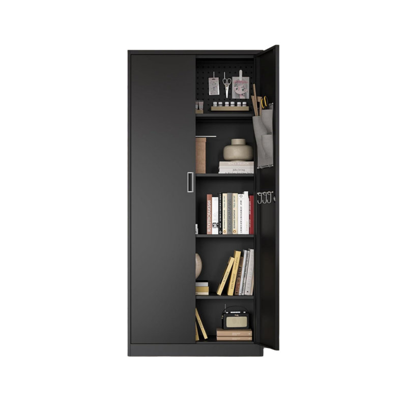70 po, armoire de rangement de cuisine moderne en métal avec six niveaux (noir)